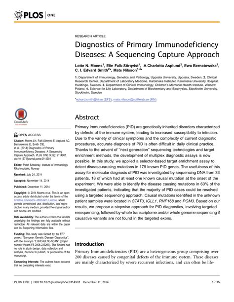 Pdf Diagnostics Of Primary Immunodeficiency Diseases A Sequencing