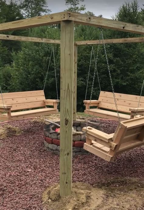 Three Swing Fire Pit Outdoor Decor Backyard Backyard Patio Designs