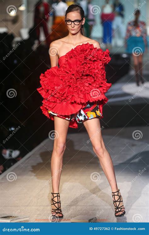 a model walks the runway during the dsquared2 show as a part of milan fashion week editorial