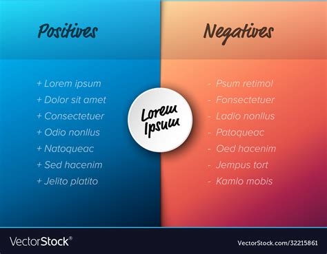 Pros And Cons Compare Template Table Royalty Free Vector