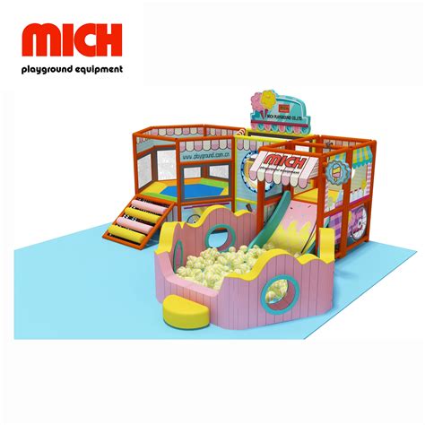 Safe Mini Indoor Soft Mobile Playground Facility With Trampoline For