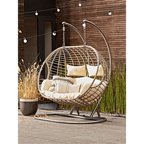 Review Luxury 2 Person Wicker Swing Chair With Stand Hanging Chair