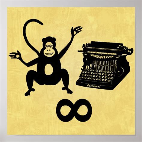 Funny Writer Monkey Typewriter Infinity Poster Zazzle