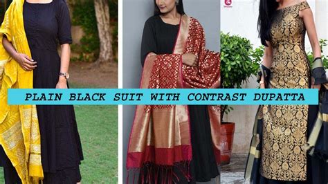 3 piece suits, 2 piece suits, big & tall suits Plain Black suits Design Ideas With Contrast dupatta ...