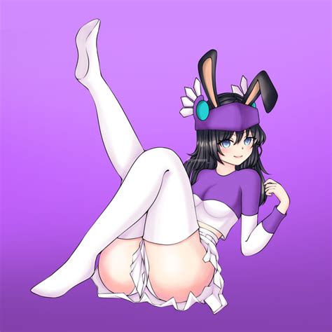 Rule 34 1girls Black Hair Bunny Ears Clothed Developerella Purple Background Purple Theme