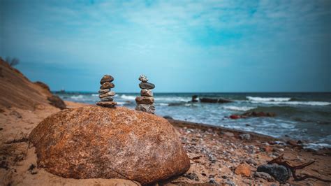 Coast Beach Stones Pebbles Waves Blue Sky 4k Hd Nature Wallpapers Hd