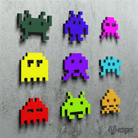 Make Nine Paper Space Invaders With Ecogami Papercraft