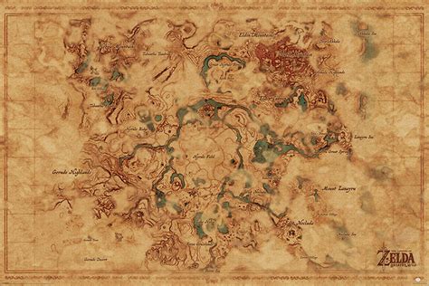 The Legend Of Zelda Breath Of The Wild Hyrule World Map Poster Buy