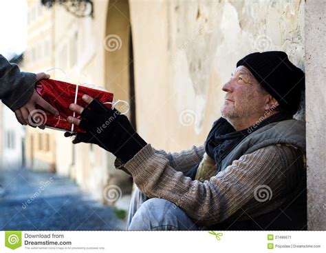 Teen brunettes love giving blowjobs. Christmas Gift For Homeless Man Stock Image - Image of ...