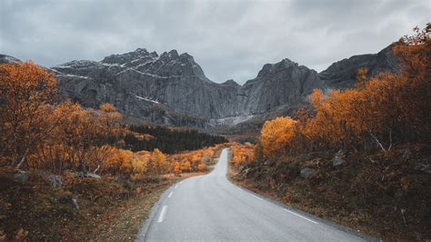 Download Wallpaper 2560x1440 Mountains Road Autumn Landscape
