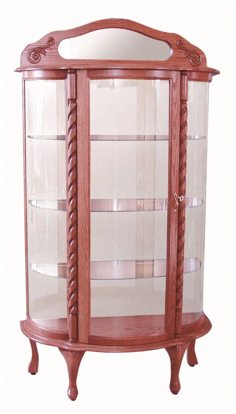 All glass triangular curio cabinet. Curved Glass Curio | Hardwood Creations