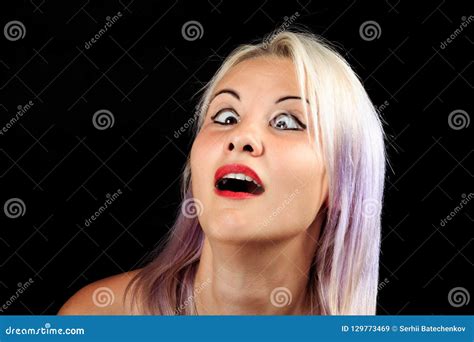 Funny Scared Female Face Stock Image Image Of Gorgeous 129773469