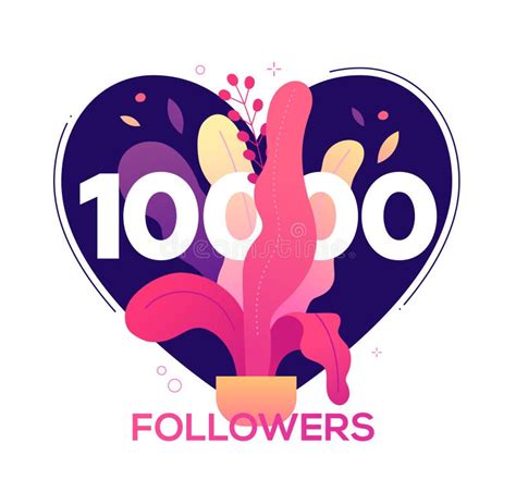 10 000 Followers Banner Modern Flat Design Style Illustration Stock