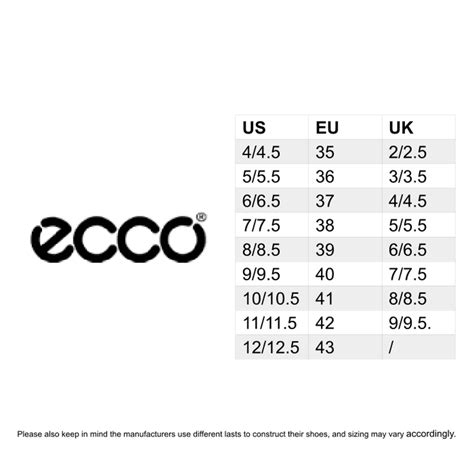 Size Chart Ecco Shoes