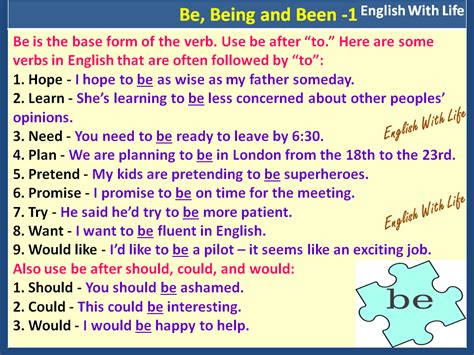 Be Being And Been 1 Learn English English Verbs Teaching English