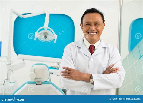 Asian Dentist Stock Photo Image Of Cheerful Middle 43741366