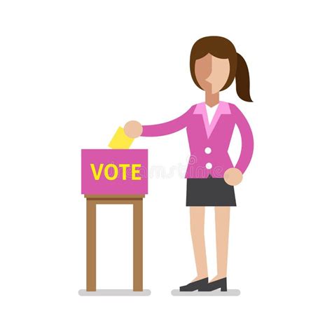 Businesswoman Putting Voting Paper In The Ballot Box Stock Vector Illustration Of Cartoon