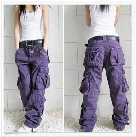 Womens Military Multiple Pockets Cargo Casual Trousers Loose Outdoor