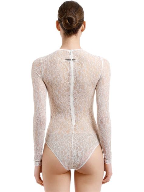 Givenchy Sheer Lace Bodysuit In White Lyst