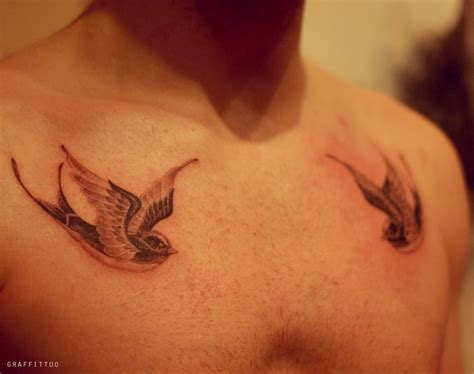 Chest Swallow Tattoo By Graffittoo Tattoos Ear Tattoo Behind Ear Tattoo