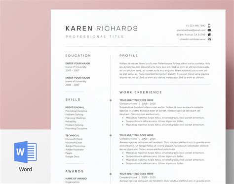 Get your own winning cv! Modern, Clean One Page Resume Template | CV Template + Cover Letter + References for MS Word ...