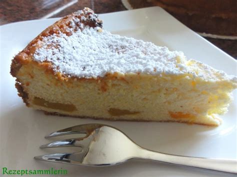 Rührteig KÄSEKUCHEN mit Pfirsichen Rezept