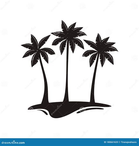 Silhouette Of Coconut Trees Vector Illustration Stock Vector