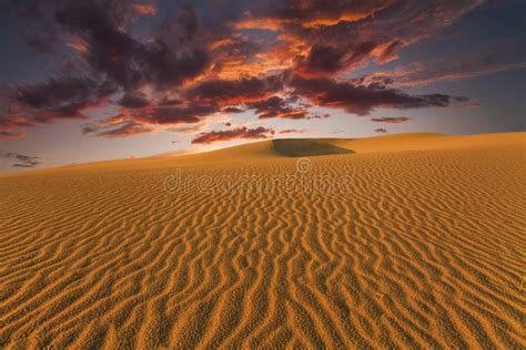 Majestic Fiery Sunset In The Gobi Desert Stock Photo Image Of