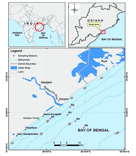Map Showing The Sampling Locations Off Rushikulya Estuary Download