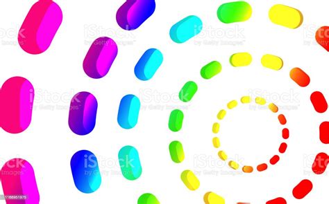 Rainbow Circles On A White Background Abstract Geometric Vector Art