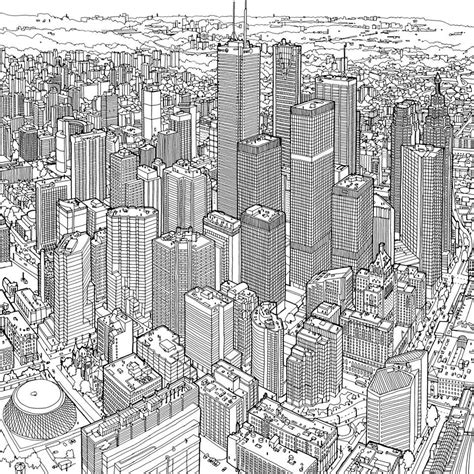 City Coloring Page City Drawing Fantastic Cities Coloring Book