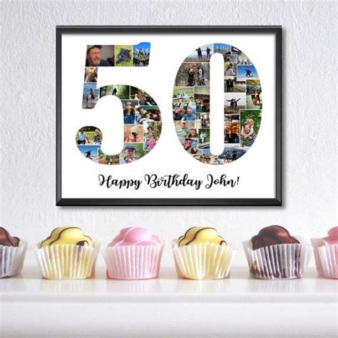 50th Birthday Photo Collage 50 Year Photo Collage Number 50 Etsy