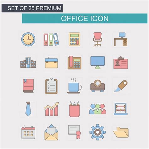 Office Icons Set Premium Vector