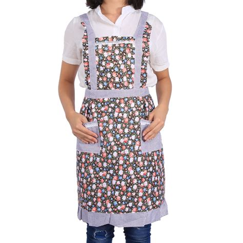 Ftvogue Cooking Baking Aprons Kitchen Restaurant Aprons For Women Home Sleeveless Apron Floral