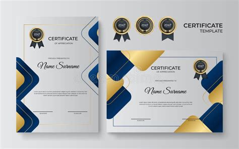 Gold And Blue Multipurpose Certificate Design Template Stock Vector
