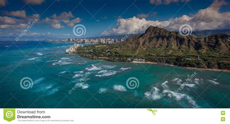 Aerial View Diamond Head And Waikiki Stock Image Image Of Beach City