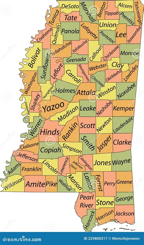 Mapa Dos Condados Pastel Do Mississippi Usa Ilustra O Do Vetor Ilustra O De Escultura