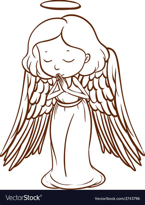 A Simple Sketch Of An Angel Praying Royalty Free Vector