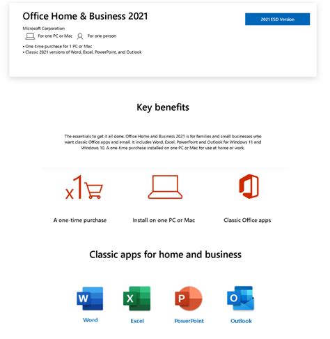 Software Microsoft Office 2021 Home And Business Esd Version 1user