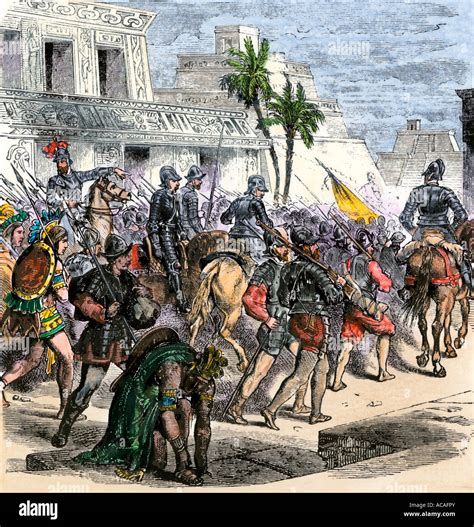 Hernando Cortes Marches Out Of Aztec Tenochtitlan To Battle The Army Of