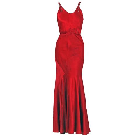 1930 s seductive bias cut red rhinestone satin hourglass gown at 1stdibs 1930s red dress red