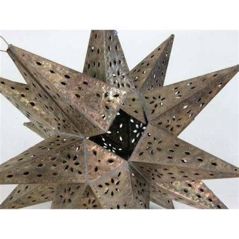 Four Large Mexican Pierced Tin Moravian Star Lanterns