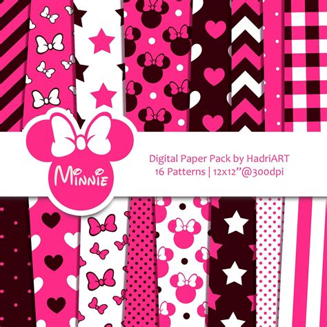 Minnie Mouse Digital Paper Pack With 16 Printable Patterns Etsy