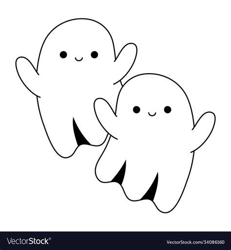 Happy Halloween Cute Ghosts Cartoon Character Line