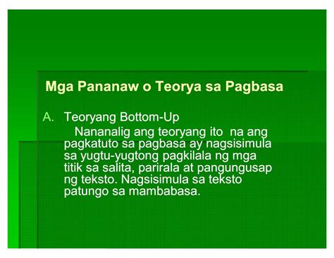 Ano Ang Teoryang Top Down Sa Pagbasa