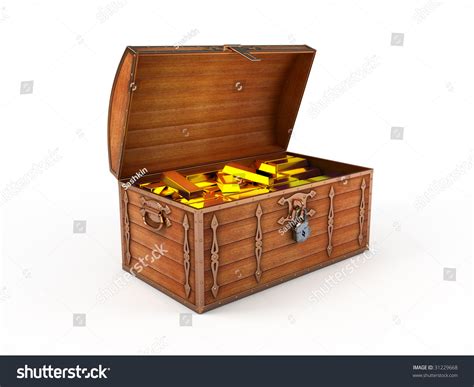 Treasure Chest Gold Bars Inside ภาพประกอบสต็อก 31229668