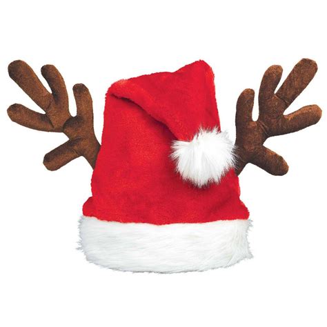 Amscan 15 In X 15 In Santa Christmas Hat With Antlers 2 Pack 395015