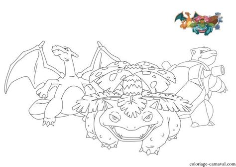 Coloriage Pokemon Florizarre Dracaufeu Tortank à Imprimer Gratuit