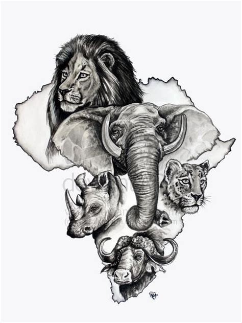 Big Five Zuid Afrika Africa Tattoos African Tattoo Africa Drawing