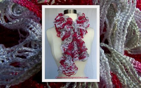 Creative Art Expressions Hand Knitted Candy Cane Ruffle Scarf